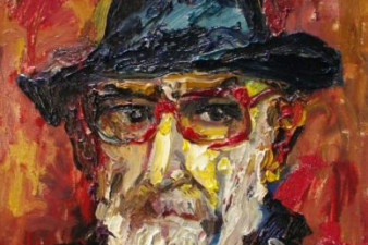 Автопортрет в очках (а-ля Бурлюк). 2008. Холст, масло. 55х45